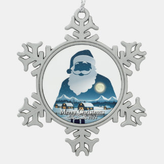 Elegante Moderne Vintage Weihnachten Schneeflocken Zinn-Ornament