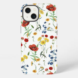 Elegante moderne Vintage-Wildblumen Mohn Gänseblüm iPhone 13 Hülle