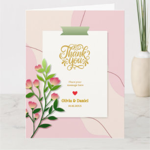 Elegante moderne Wasserfarbe rosa Floral "Danke" Karte