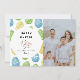 Elegante moderne Wasserfarbeier Frohe Ostern Foto Feiertagskarte