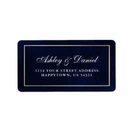 Elegante Moderne Wasserfarben Blaue Hochzeit Adressaufkleber