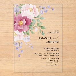 Elegante Moderne Wasserfarben-Hochzeiten Acryleinladungen