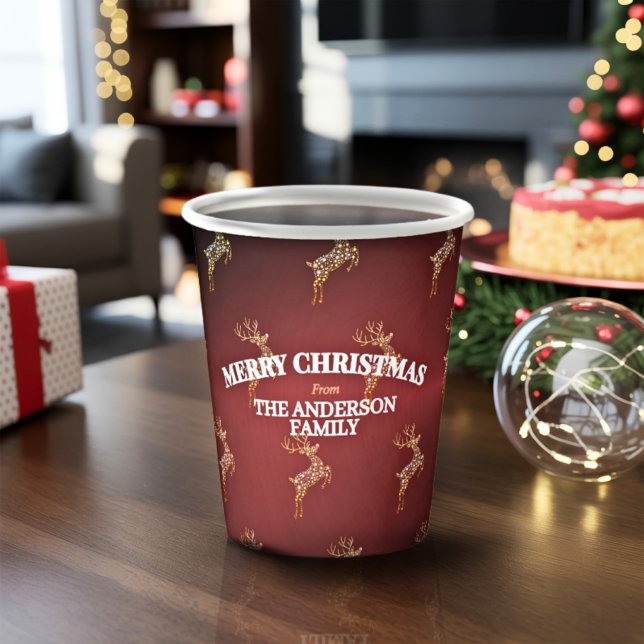 Elegante Moderne Weihnachten mit Roten und Goldmed Pappbecher (Von Creator hochgeladen)