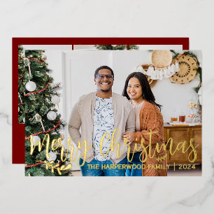 Elegante moderne Weihnachts-Familienfotocollage Folien Feiertagskarte