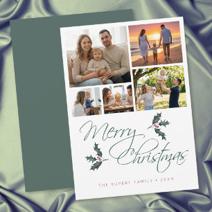 Elegante moderne Weihnachts-Foto-Collage mit Stech Feiertagskarte