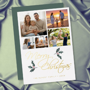 Elegante moderne Weihnachts-Foto-Collage mit Stech Folien Feiertagskarte