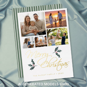 Elegante moderne Weihnachts-Foto-Collage mit Stech Folien Feiertagskarte