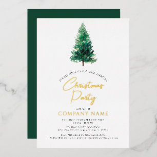Elegante moderne Weihnachtsbaum Firmenparty Folieneinladung