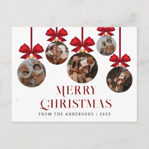 Elegante moderne Weihnachtsfamilie 5 Ornament Foto Feiertagspostkarte