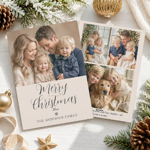 Elegante moderne Weihnachtsfamilienfoto Feiertagskarte