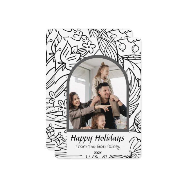 Elegante Moderne Weihnachtsfeiertage Skript-Foto Feiertagskarte (Vorderseite/Rückseite Beispiel)