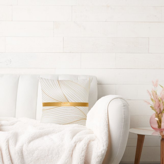 Elegante, moderne, weiße Blätter Kissen (Liege)