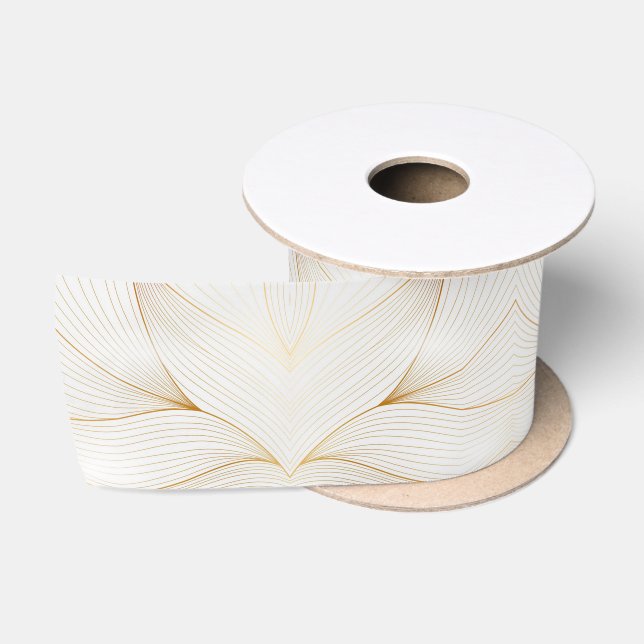 Elegante, moderne, weiße Blätter Satinband (Spule)