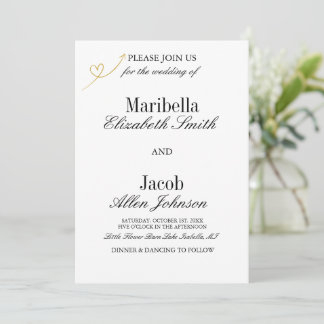 Elegante moderne weiße & formelle Hochzeit Einladung
