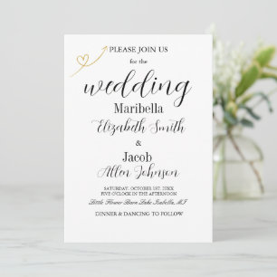 Elegante moderne weiße & formelle Hochzeit Einladung