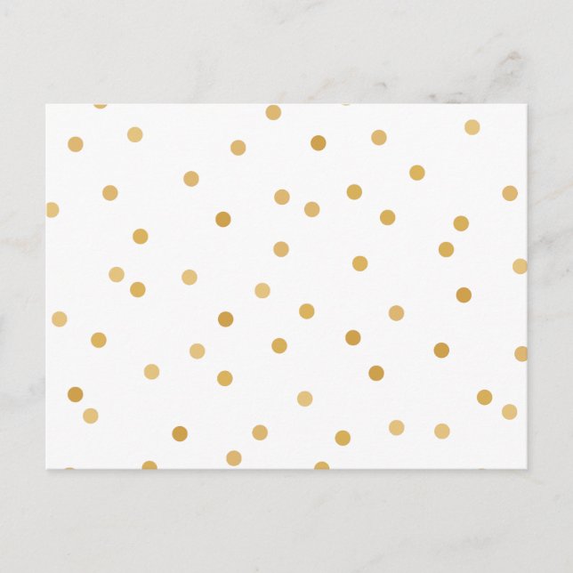 Elegante moderne weiße Goldfetti-Dots Postkarte (Vorderseite)