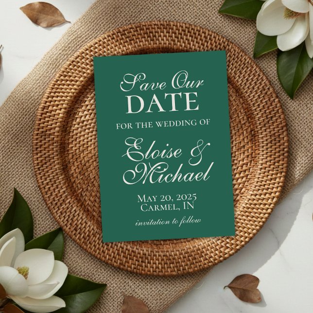 Elegante, moderne, weiße Hochzeit retten das Datum Save The Date (Elegant Modern Sage Green Wedding Save the Date
)
