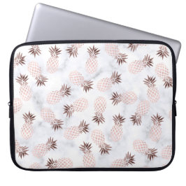 elegante moderne weiße MarmorRosengoldananas Laptopschutzhülle