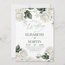 Elegante moderne weiße Rosen Blumen Hochzeit Einladung