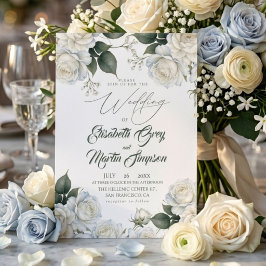 Elegante moderne weiße Rosenblüten Hochzeit Einladung