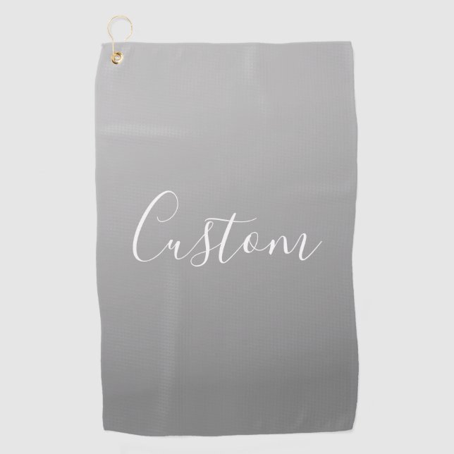 Elegante, moderne, weiße Schrift mit grauem Gradie Golfhandtuch (Vorderseite)