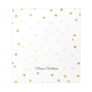 Elegante moderne weiße und goldene Confetti Dots Notizblock