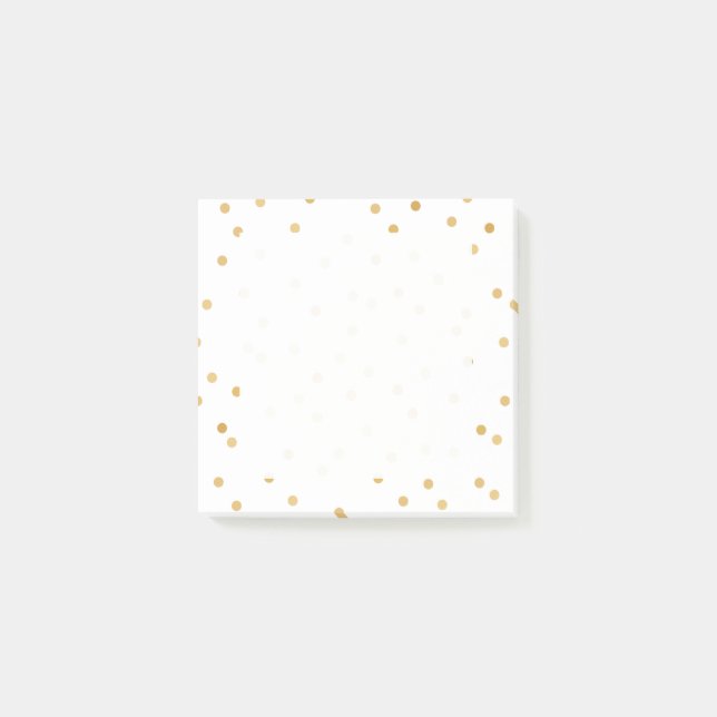 Elegante moderne weiße und goldene Confetti-Punkte Post-it Klebezettel (Vorderseite)
