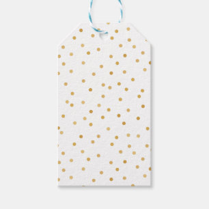 Elegante moderne weißes Goldconfetti-Punkte Geschenkanhänger