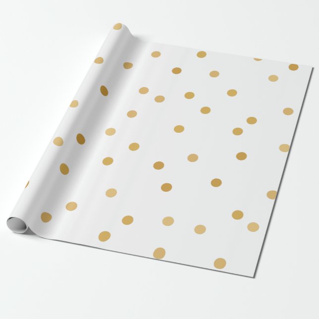 Elegante moderne weißes Goldconfetti-Punkte Geschenkpapier (Ungerollt)