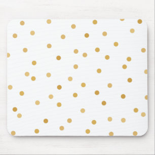 Elegante moderne weißes Goldconfetti-Punkte Mousepad