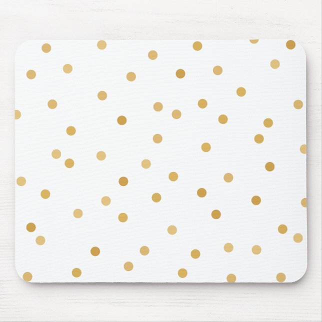 Elegante moderne weißes Goldconfetti-Punkte Mousepad (Vorne)