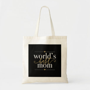 Elegante moderne Welt beste Mama Schwarz und Gold Tragetasche