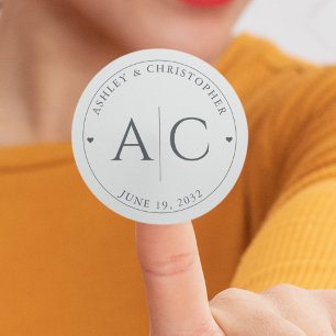 Elegante Moderne Weltraum Gray Wedding Runder Aufkleber