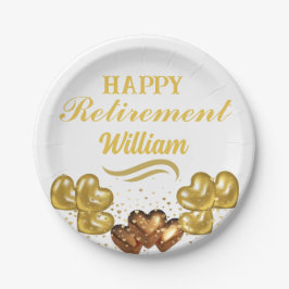 Elegante moderne White and Gold Happy Rentirement Pappteller