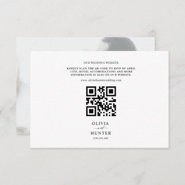 Elegante moderne White Wedding Enclosure Card Einladung (Vorne/Hinten)