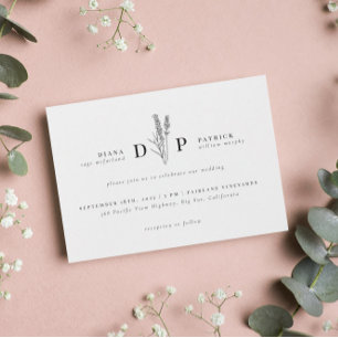 Elegante Moderne Wildblume Erste Hochzeit Einladung