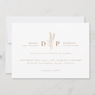 Elegante Moderne Wildblume Erste Hochzeit Einladung