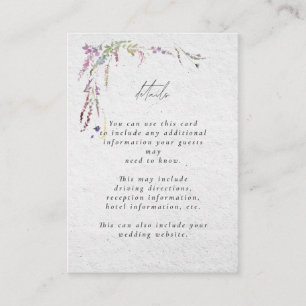 Elegante moderne Wildblume Script Wedding Begleitkarte