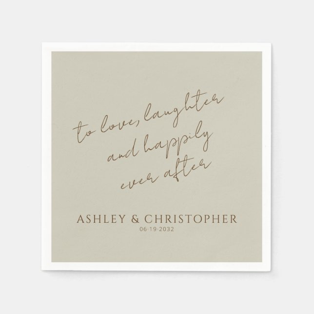 Elegante Moderne Wildblume Taupe Wedding Serviette (Vorderseite)