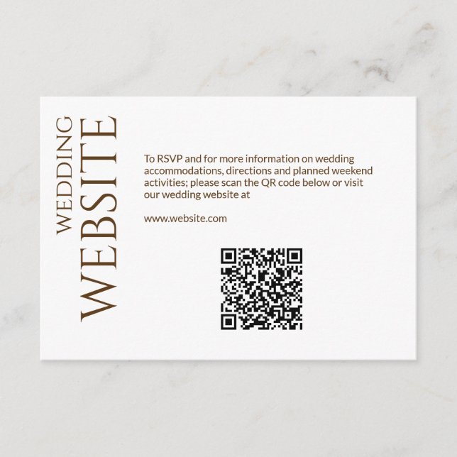 Elegante Moderne Wildblume White & Bronze Wedding Begleitkarte (Vorderseite)