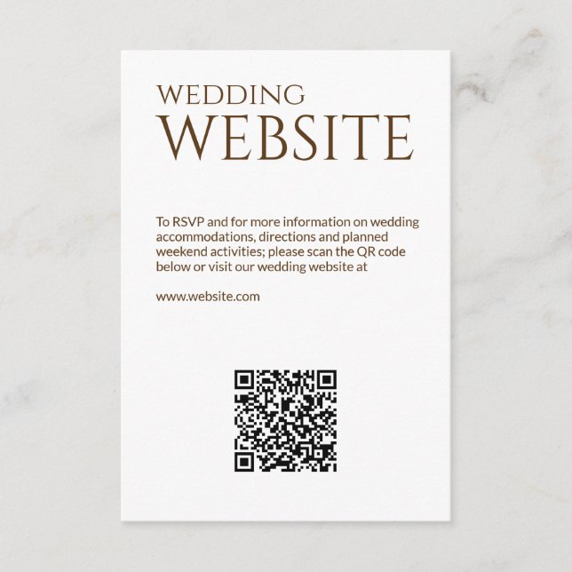 Elegante Moderne Wildblume White & Bronze Wedding Begleitkarte (Vorderseite)