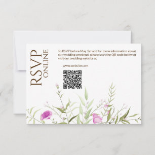 Elegante Moderne Wildblume White & Bronze Wedding RSVP Karte