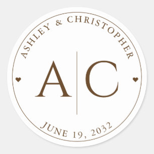 Elegante Moderne Wildblume White & Bronze Wedding Runder Aufkleber