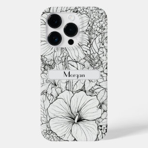Elegante Moderne Wildblumen weiß und schwarz Case-Mate iPhone 14 Pro Hülle