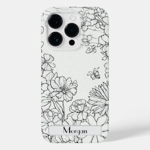 Elegante Moderne Wildblumen weiß und schwarz Case-Mate iPhone 14 Pro Hülle