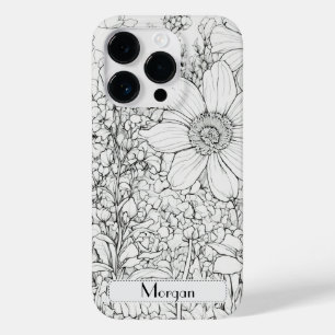 Elegante Moderne Wildblumen weiß und schwarz Case-Mate iPhone 14 Pro Hülle