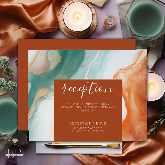 Elegante Modernes Abstraktes Agate Terracotta auf  Begleitkarte (Von Creator hochgeladen)