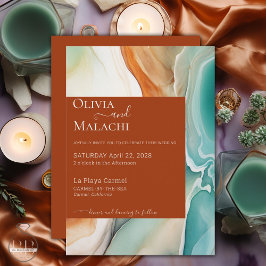 Elegante Modernes Abstraktes Agate Terracotta auf Einladung