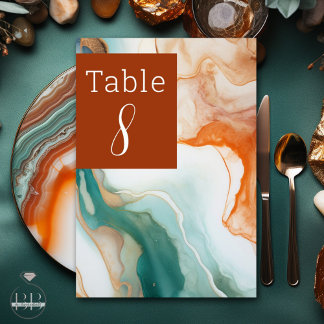 Elegante Modernes Abstraktes Agate Terracotta auf Tischnummer