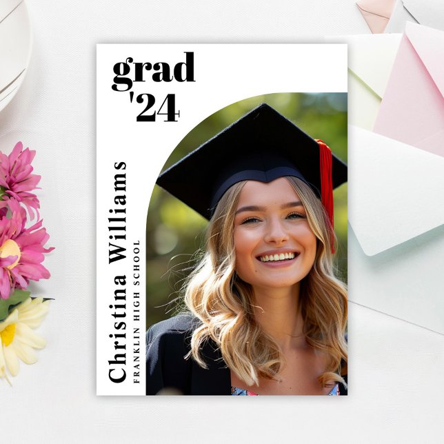 Elegante Modernes Foto Hochschule Abschluss Ankündigung (Elegant Modern Arch Photo High School Graduation Announcement)